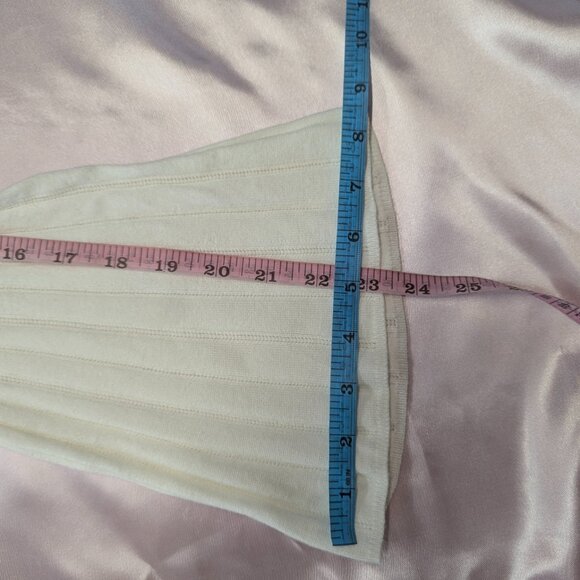 Sofia Size M Sheer Sweetheart Neck Sweater with Notched Stripes Winter White - Picture 13 of 14